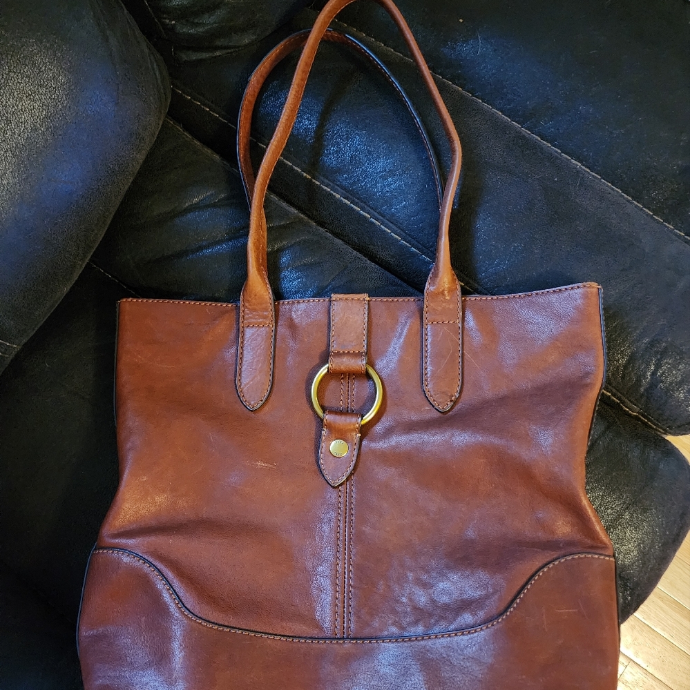 Frye Brown Leather Ring Tote Bag